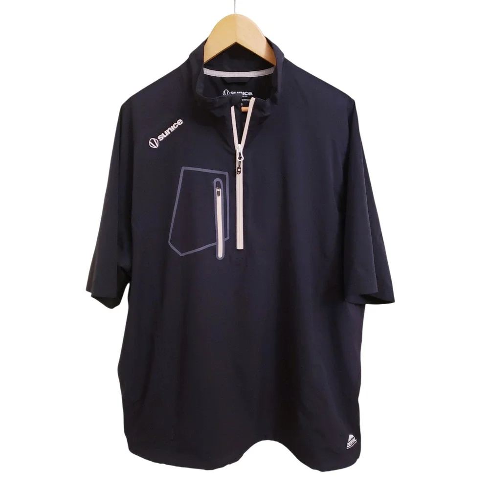 Sunice Zephal Black Short Sleeve Quarter Zip Golf Rain Pullover Jacket, Size XXL